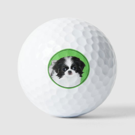 Japans Chin Puppy Painting - Oorspronkelijke honde Golfballen (Voorkant)