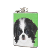 Japans Chin Puppy Painting - Oorspronkelijke honde Heupfles (Links)