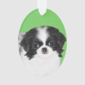 Japans Chin Puppy Painting - Oorspronkelijke honde Ornament (voorkant)