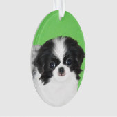 Japans Chin Puppy Painting - Oorspronkelijke honde Ornament (voorkant)
