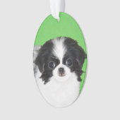 Japans Chin Puppy Painting - Oorspronkelijke honde Ornament (voorkant)