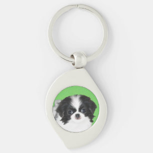 Japans Chin Puppy Painting - Oorspronkelijke honde Sleutelhanger