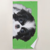 Japans Chin Puppy Painting - Oorspronkelijke honde Strandlaken (Voorkant)