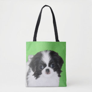 Japans Chin Puppy Painting - Oorspronkelijke honde Tote Bag
