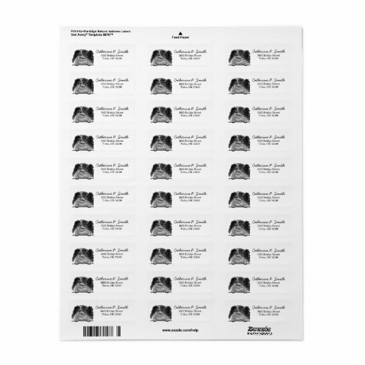 Japans Chin Return-adres Etiket (Full Sheet)