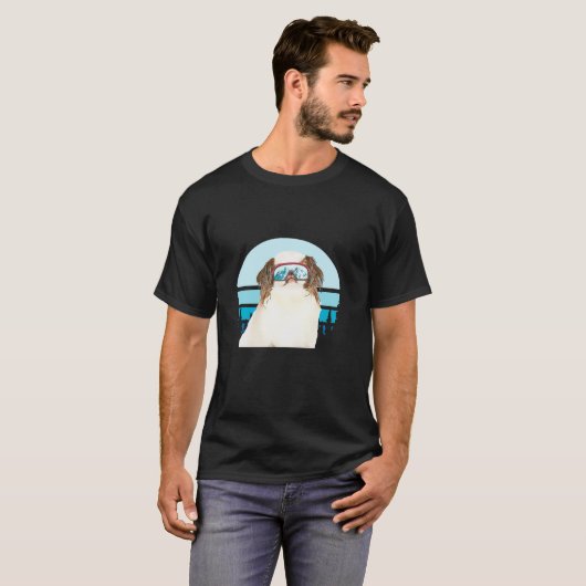 Japans Chin Skiën Winter Mountain Ski Hondenliefhe T-shirt (Voorkant volledig)