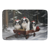 Japans Chin Snowy Sleigh Kerstmisdecor Badmat (Voorkant)