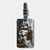 Japans Chin Snowy Sleigh Kerstmisdecor Bagagelabel (Voorkant verticaal)