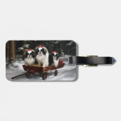 Japans Chin Snowy Sleigh Kerstmisdecor Bagagelabel (Achterkant horizontaal)