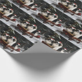 Japans Chin Snowy Sleigh Kerstmisdecor Cadeaupapier (Hoek)