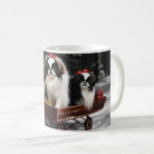 Japans Chin Snowy Sleigh Kerstmisdecor Koffiemok (Voorkant rechts)