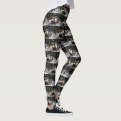 Japans Chin Snowy Sleigh Kerstmisdecor Leggings (Rechts)