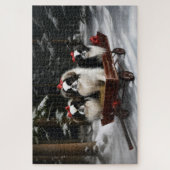 Japans Chin Snowy Sleigh Kerstmisdecor Legpuzzel (Verticaal)