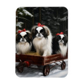 Japans Chin Snowy Sleigh Kerstmisdecor Magneet (Verticaal)