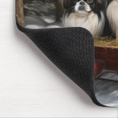 Japans Chin Snowy Sleigh Kerstmisdecor Muismat (Hoek)