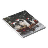 Japans Chin Snowy Sleigh Kerstmisdecor Notitieblok (Schuin)