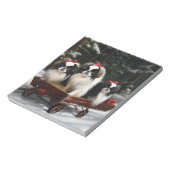 Japans Chin Snowy Sleigh Kerstmisdecor Notitieblok (Linkerzijde)