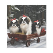 Japans Chin Snowy Sleigh Kerstmisdecor Notitieblok (Voorkant)