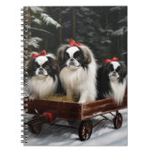 Japans Chin Snowy Sleigh Kerstmisdecor Notitieboek (Voorkant)