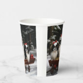 Japans Chin Snowy Sleigh Kerstmisdecor Papieren Bekers (Rechts)