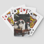 Japans Chin Snowy Sleigh Kerstmisdecor Pokerkaarten (Achterkant)