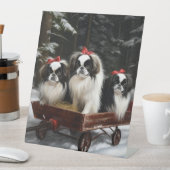 Japans Chin Snowy Sleigh Kerstmisdecor Reclamebord Met Voetstuk (Insitu)