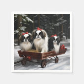 Japans Chin Snowy Sleigh Kerstmisdecor Servet (Voorkant)