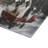 Japans Chin Snowy Sleigh Kerstmisdecor Snijplank (Hoek)