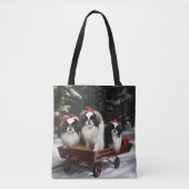 Japans Chin Snowy Sleigh Kerstmisdecor Tote Bag (Voorkant)
