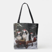 Japans Chin Snowy Sleigh Kerstmisdecor Tote Bag (Achterkant)