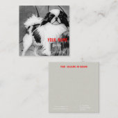  Japans Chin zwart en wit Vierkante Visitekaartje (Voorkant / Achterkant)