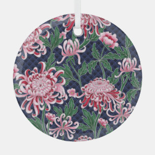 Japans chrysant pioenrozen patroon glas ornament