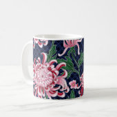 Japans chrysant pioenrozen  patroon koffiemok (Voorkant links)