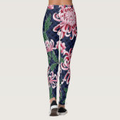 Japans chrysant pioenrozen patroon leggings (Achterkant)