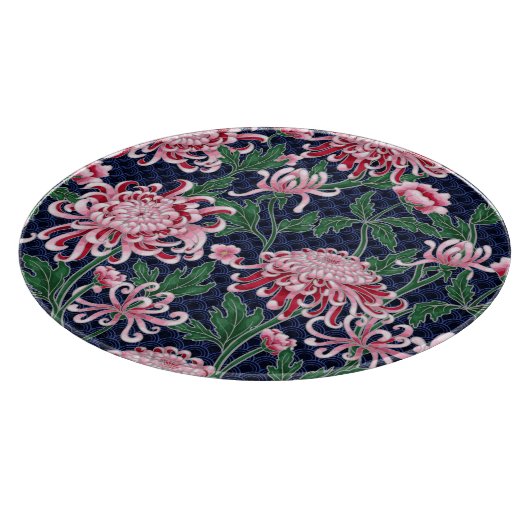 Japans chrysant pioenrozen  patroon snijplank (Hoek)