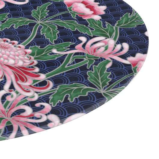 Japans chrysant pioenrozen  patroon snijplank (Hoek)