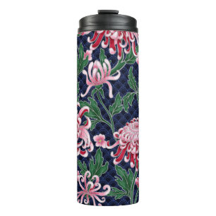 Japans chrysant pioenrozen patroon thermosbeker