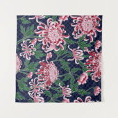 Japans chrysant pioenrozen patroon wandkleed (Voorkant (horizontaal))