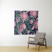 Japans chrysant pioenrozen patroon wandkleed (In Situ (horizontaal))