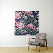 Japans chrysant pioenrozen patroon wandkleed (In situ)