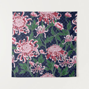 Japans chrysant pioenrozen patroon wandkleed