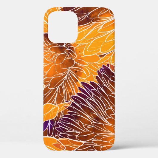 Japans chrysant: Waterverf naadloos patroon Case-Mate iPhone Case (Achterkant)