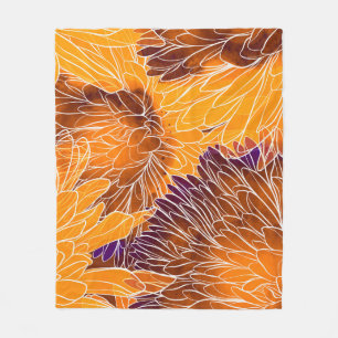 Japans chrysant: Waterverf naadloos patroon Fleece Deken