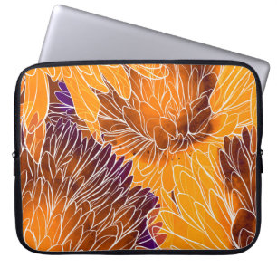 Japans chrysant: Waterverf naadloos patroon Laptop Sleeve