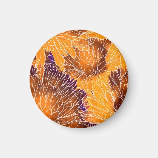 Japans chrysant: Waterverf naadloos patroon Magneet (Voorkant)