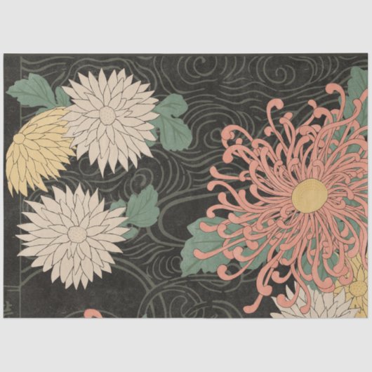 Japans Chrysanthemum Bloemen 1 Decoupage Tissuepapier (Voorkant)