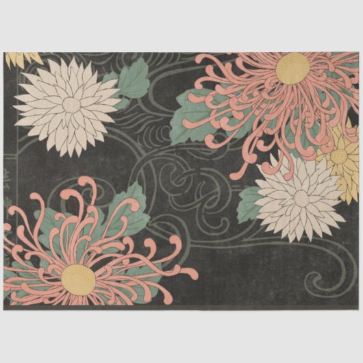  Japans Chrysanthemum Bloemen 2 Decoupage Tissuepapier (Voorkant)