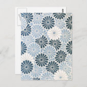  Japans Chrysanthemum Blue en White Briefkaart (Voorkant / Achterkant)