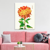 Japans Chrysanthemum. Geel en Oranje Canvas Afdruk (Insitu (Woonkamer))