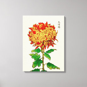Japans Chrysanthemum. Geel en Oranje Canvas Afdruk